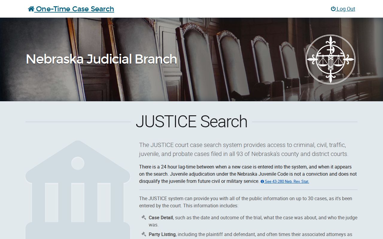 Lancaster County residents directory JUSTICE court search landing page
