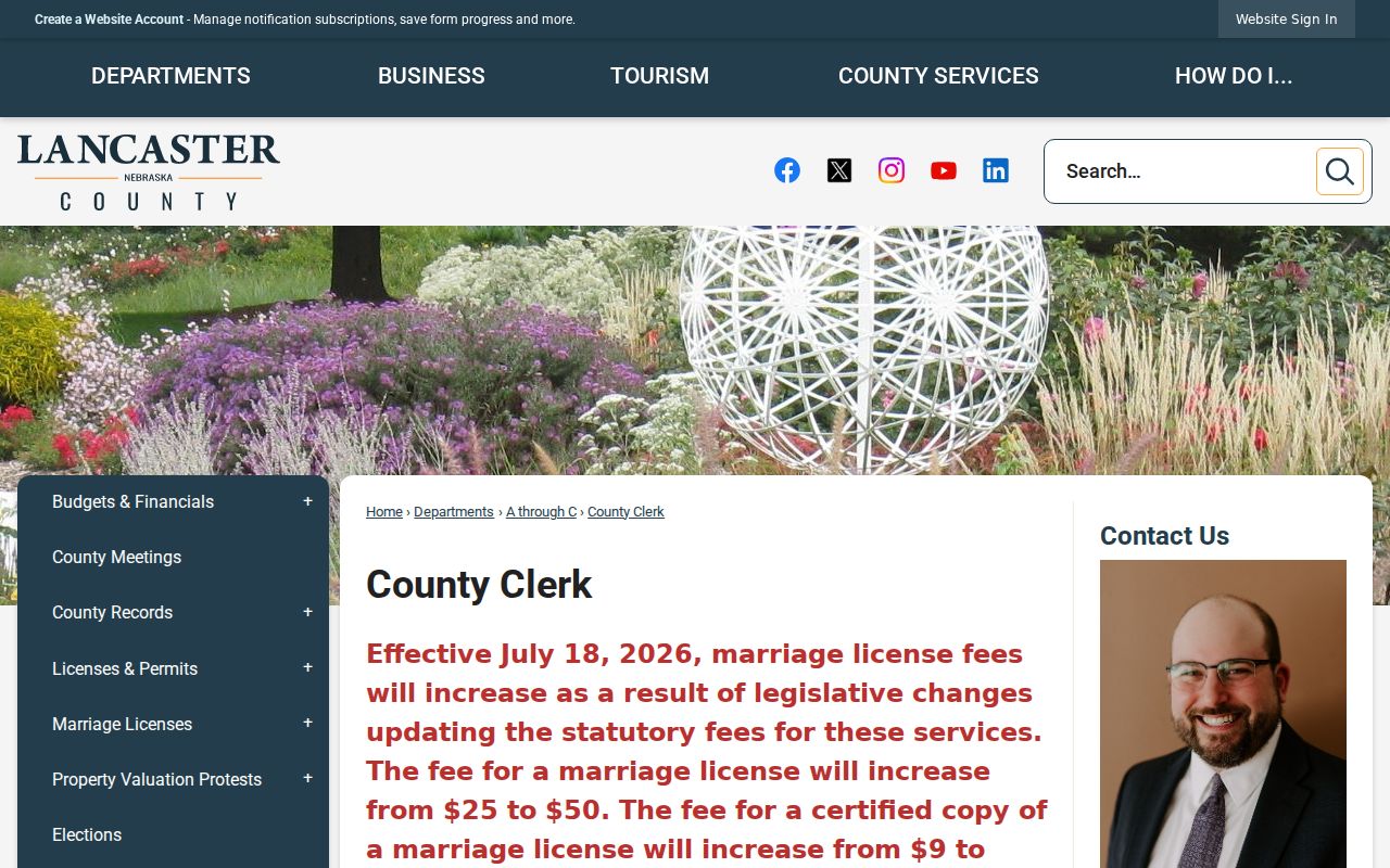 Lancaster County residents directory County Clerk records page