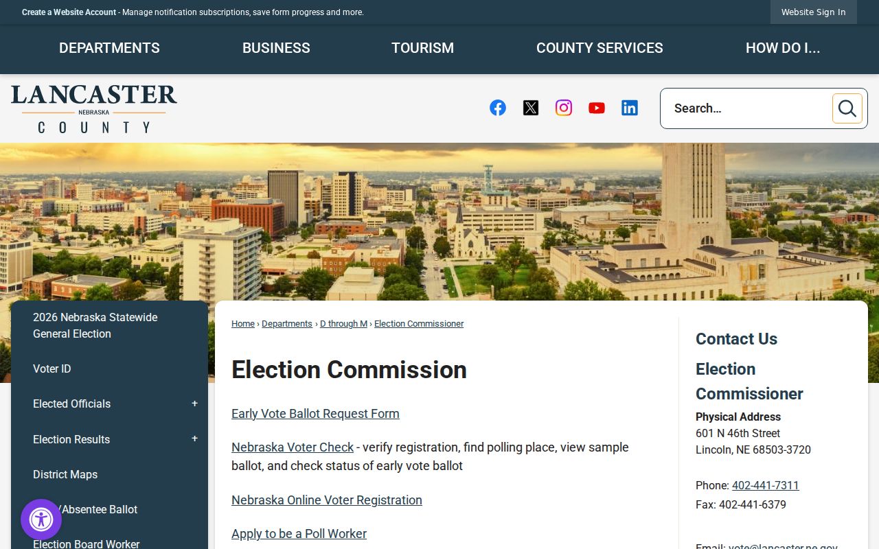 Lancaster County neighbors Election Commissioner records office page