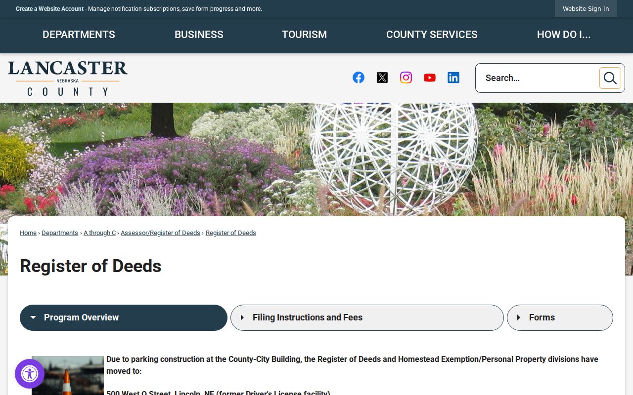 Lancaster County previous residents deed research at the Register of Deeds