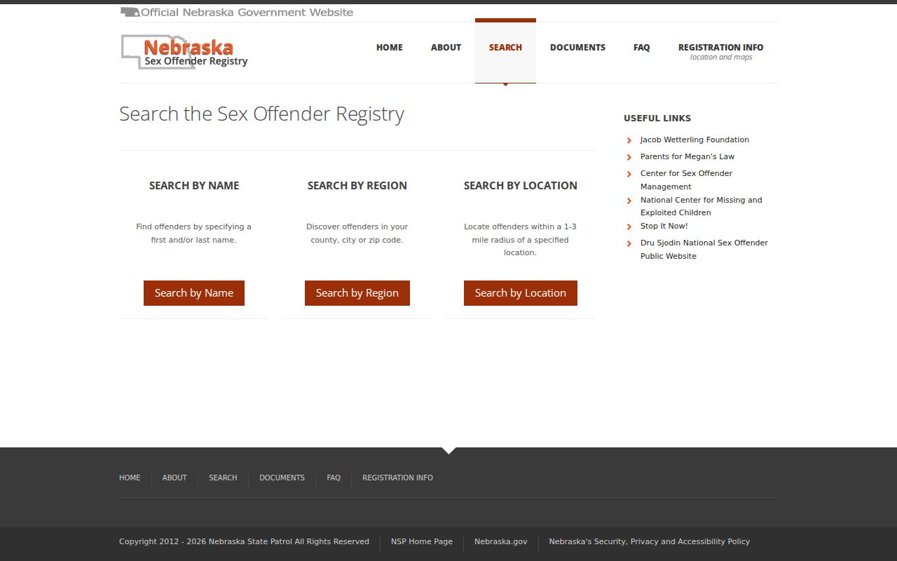 Lancaster County resident lookup Nebraska offender registry search options
