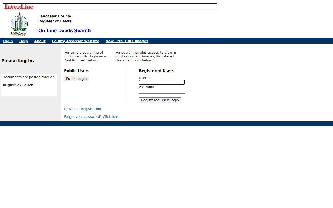 Lancaster County street directory recorder deed index public login