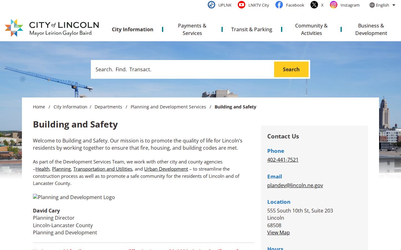 Lancaster County street directory Lincoln Building and Safety permit resources